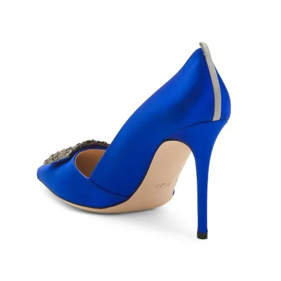 SJP by Sarah Jessica Parker Blue Satin Heels - Picture 2 of 2
